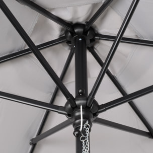 Sombrilla de Terraza Exterior Ø2x2 m Parasol de Terraza Exterior con Techo de Ventilación y Poste Desmontable de Aluminio Sombrilla para Jardín Patio Gris Claro