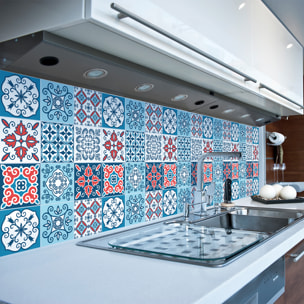 Stickers muraux - Sticker Mural Carrelage adhésif Cuisine Salle de Bain - 9 STICKERS CARRELAGES AZULEJOS SAMBA