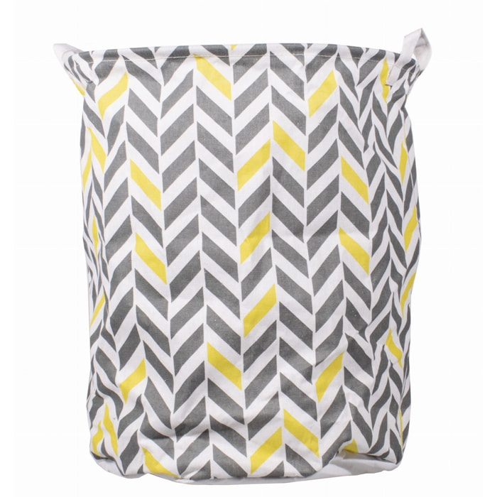 Cesto portabiancheria pieghevole Zig Zag giallo e grigio