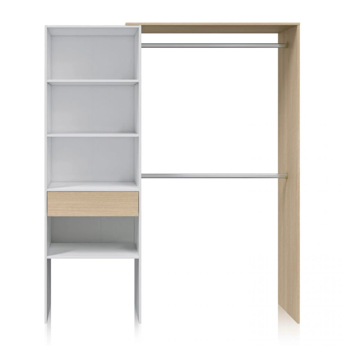 Armario Vestidor Aura Blanco Artik (Blanco Mate) - Roble Canadian