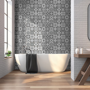 Stickers muraux - Sticker Mural Carrelage adhésif Cuisine Salle de Bain - 60 STICKERS CARREAUX DE CIMENT AZULEJOS BENY