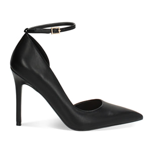 Décolleté donna nere con cinturino, tacco 11 cm