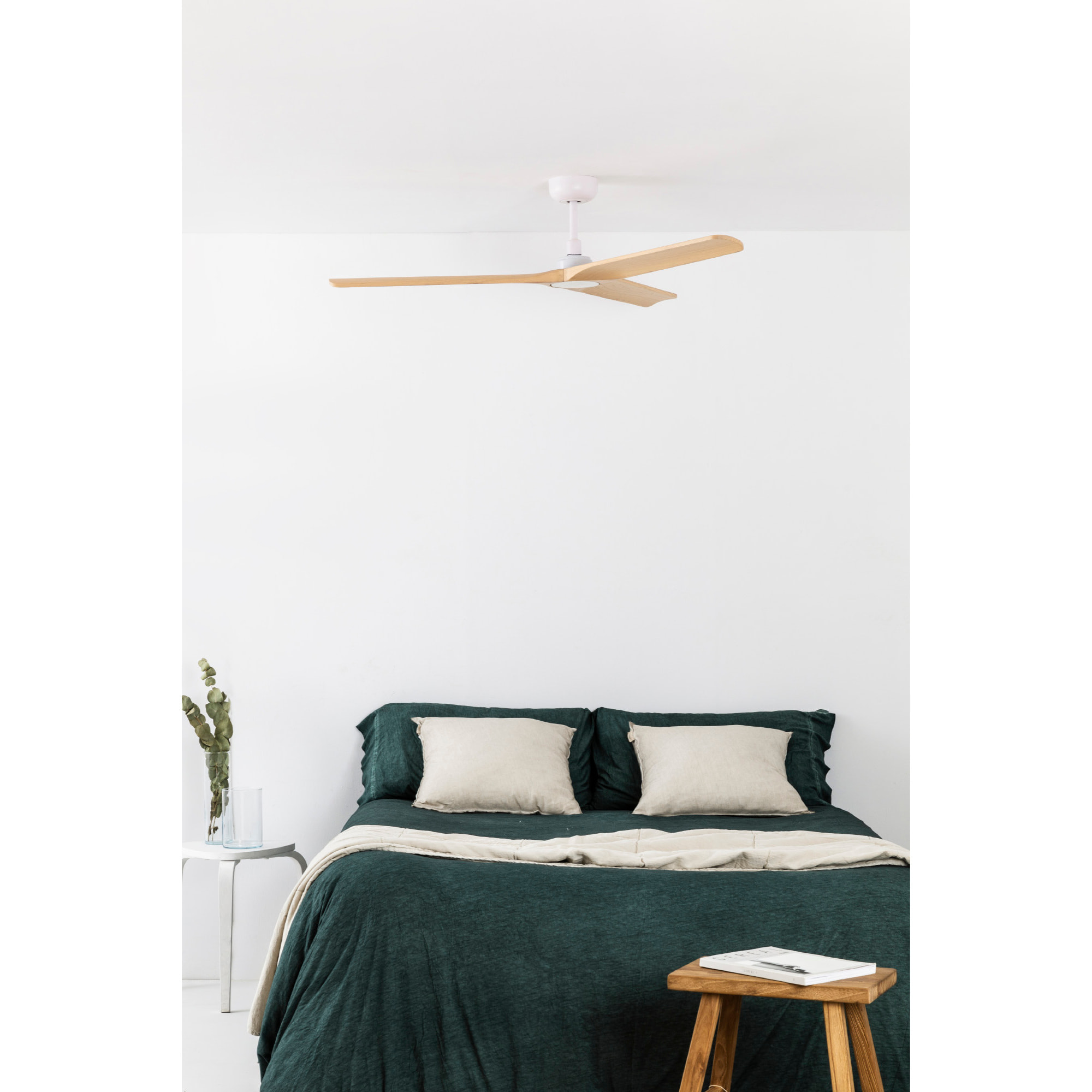 HEYWOOD M Ventilador blanco/madera clara DC