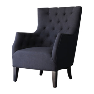 Fauteuil Scandinave Tissu "Duchesse" - 76 x 83 x 100,5 cm - Noir