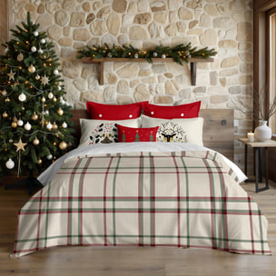 Housse de couette avec pressions 100% coton Carreaux Noël