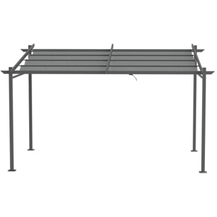 Pergola rétractable 3,97L x 2,95l x 2,3H m structure alu. acier époxy polyester gris