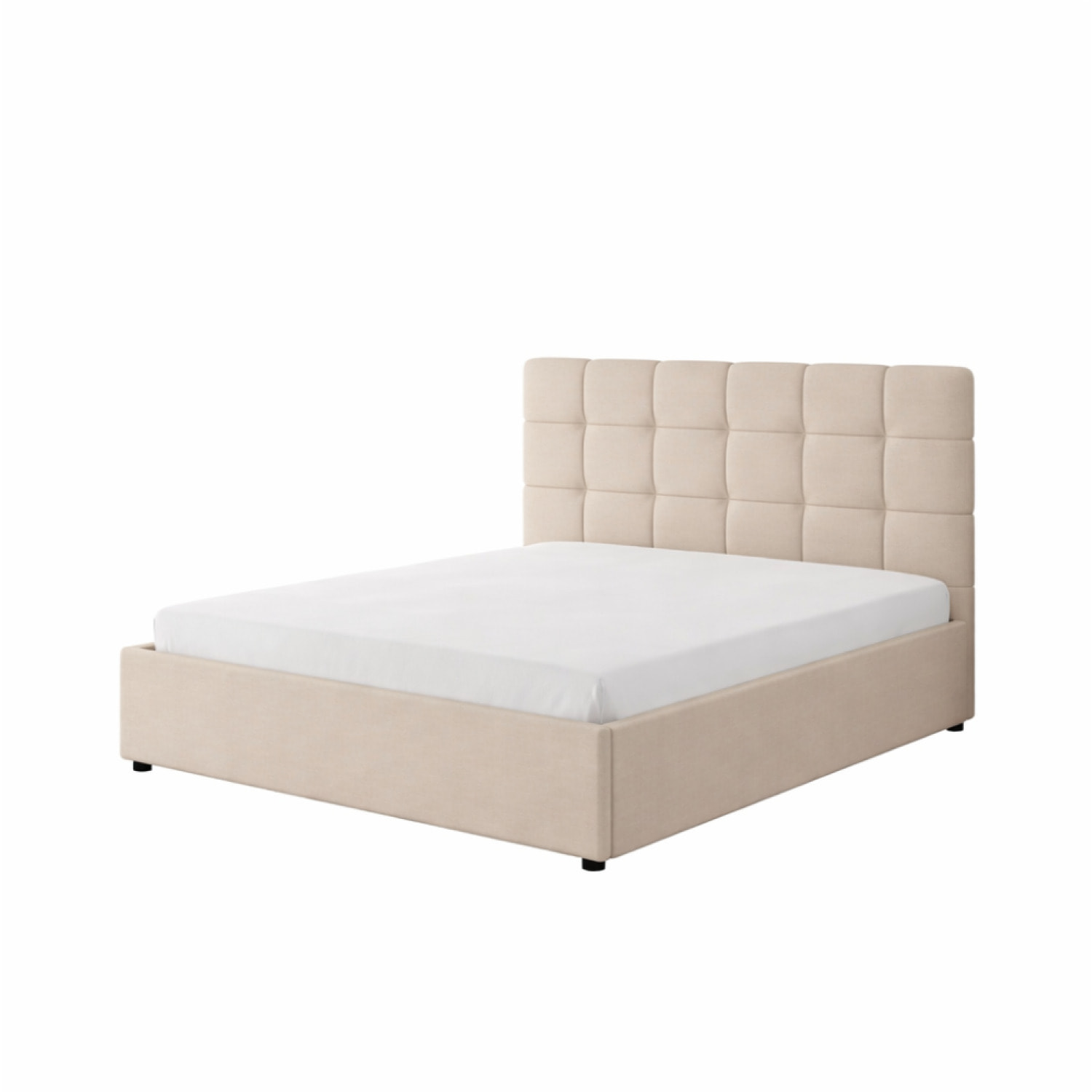 LYANNA Lit avec coffre de rangement 160x200cm velour beige