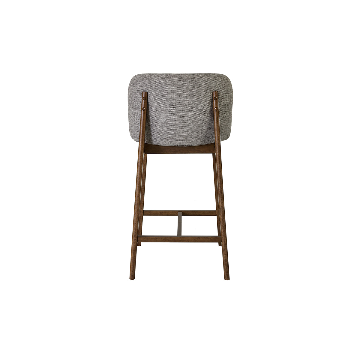 Tabourets de bar en tissu effet velours texturé gris et bois foncé H69 cm (lot de 2) TIEGA