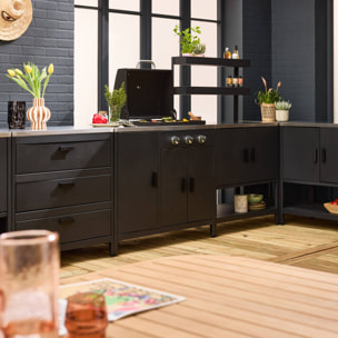 Cuisine d'extérieure 5 modules avec barbecue gaz 3 brûleurs sur pieds, thermomètre NAXOS BARBECUE GAZ + 5 MODULES