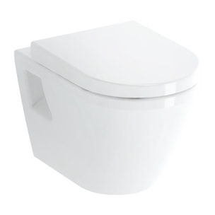 Pack WC Bâti Duofix + pieds autoportant + Cuvette suspendue Vitra S50 avec bride + Abattant soft close + Plaque blanche