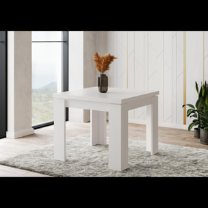 Tavolo Allungabile Moderno Da 4 A 8 Persone Gambe Spesse Minimal Meccanismo Centrale Estensibile Per Cucina Sala Pranzo 90 x 90 / 180 x 90 Cm Bianco