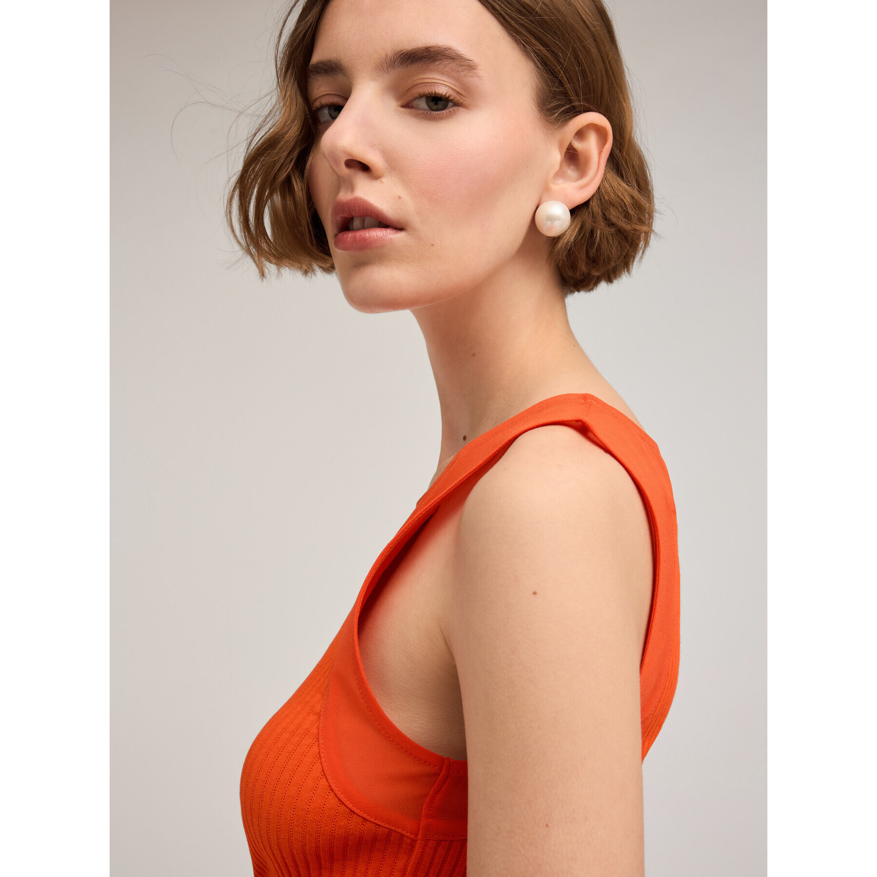 Motivi - Top con bordes de georgette - Naranja sol