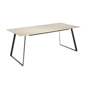 Mesa de comedor fija VICTORIA - moka brillo y negro - 180x90x75cm