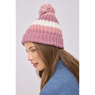 Cappello in maglia con pompon a righe