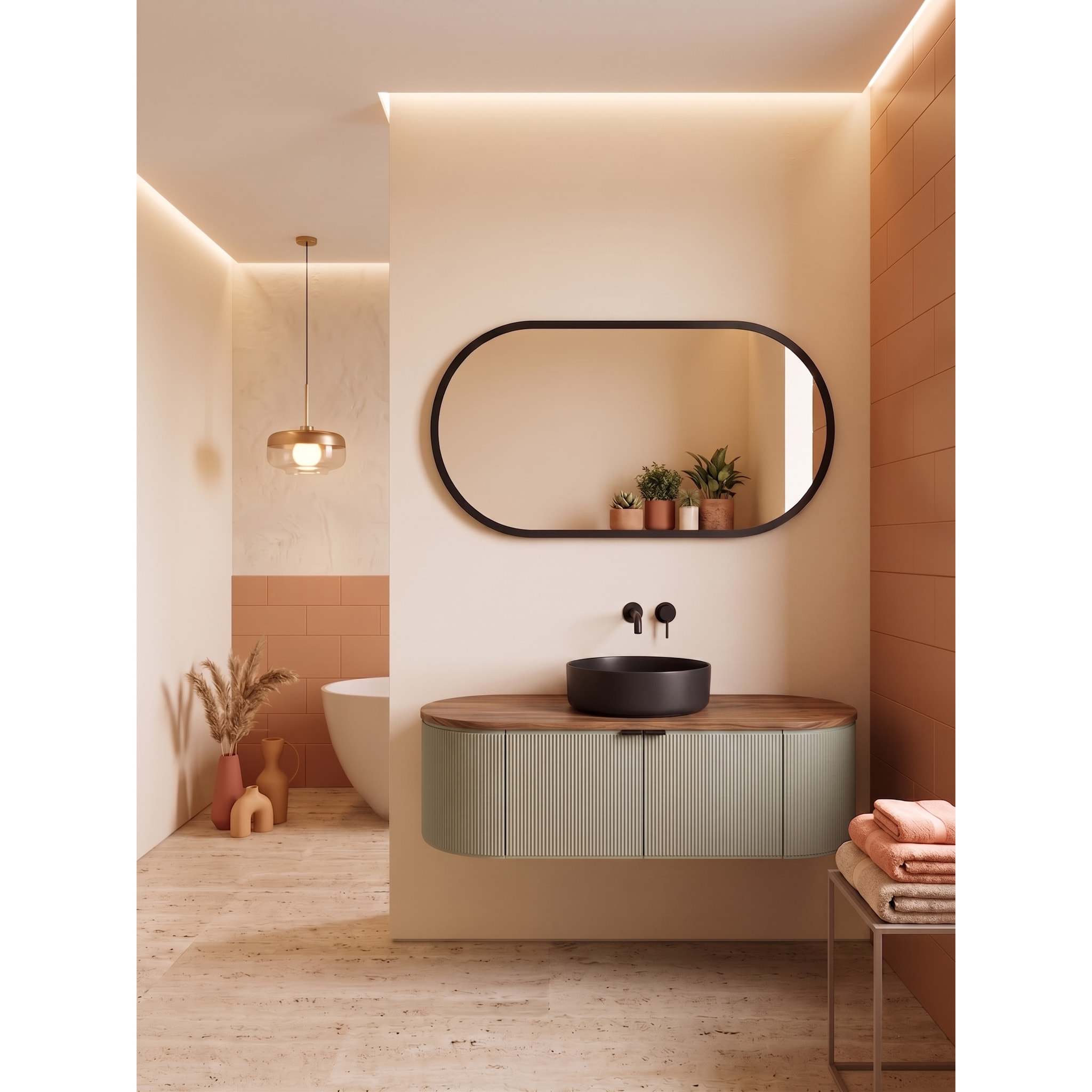 MOBILE DA BAGNO GLOBO 120 VERDE, NOCE E NERO - 4 PEZZI