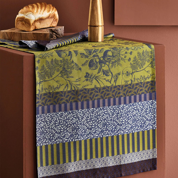 Chemin de table pur coton motif jacquard multicolore Mille vergers mordore
