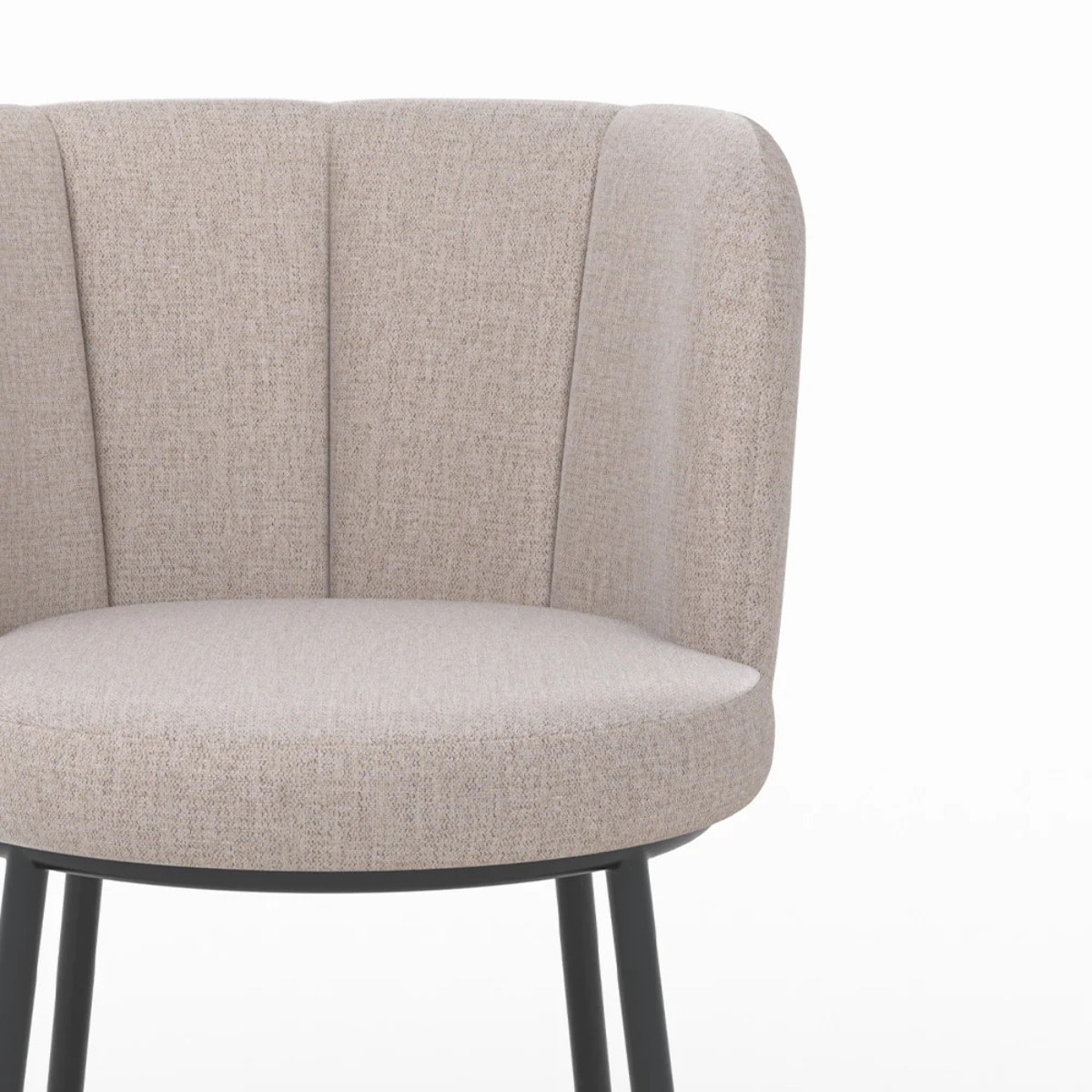 Chaise en tissu beige chiné et pieds noirs - Aby