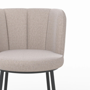 Chaise en tissu beige chiné et pieds noirs - Aby