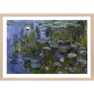 Poster Les Nympheas Claude Monet Affiche + cadre en bois - Chêne