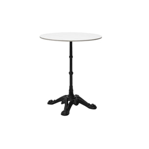 Table bistrot ronde en pierre minérale et métal noir L60 cm CONTY