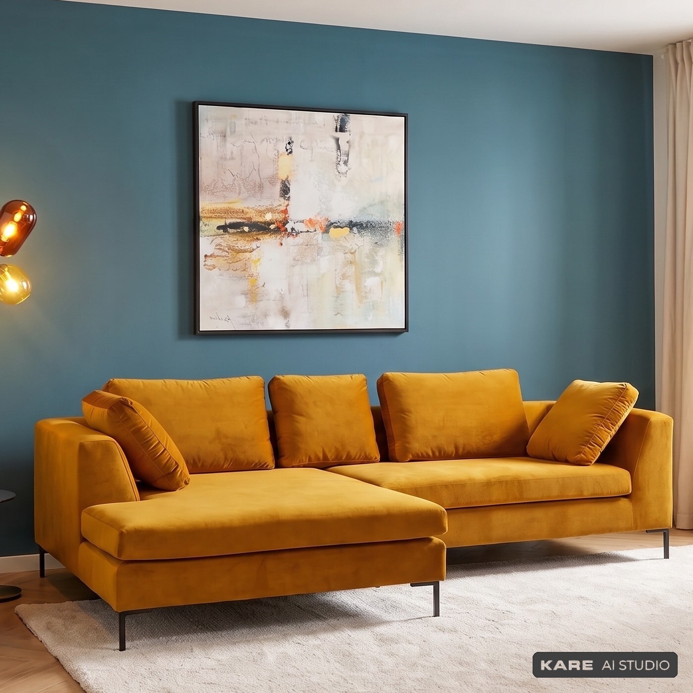 Canapé d'angle Gianni 290cm gauche velours doré Kare Design