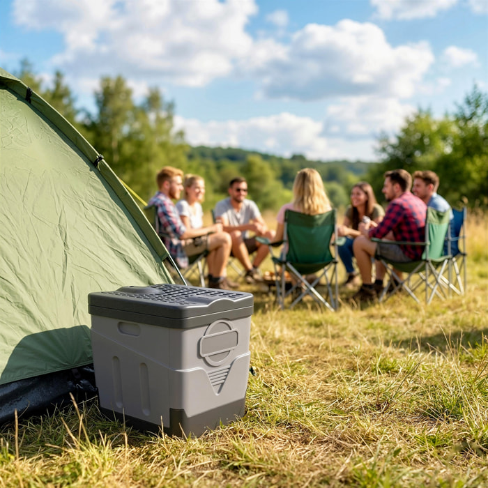 Inodoro Portátil, WC Portátil de PP con 12 Paquetes de Agente Solidificante y 12 Bolsas, Carga 100 kg, Inodoro Plegable para Exterior, Camping, Acampar, Senderismo, 34x29x30 cm, Gris Oscuro