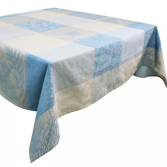 Nappe enduite jacquard Mille oceans ecume