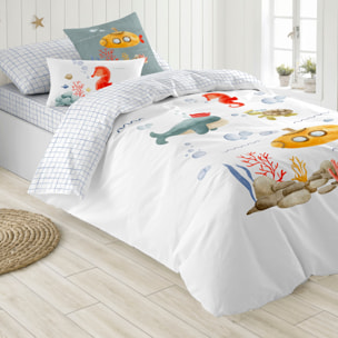 Cool Kids - Funda Nórdica Estampada - Reversible - Infantil - Cierre Solapa - 100% Algodón - Incluye 1 Funda de Almohada - Submarine