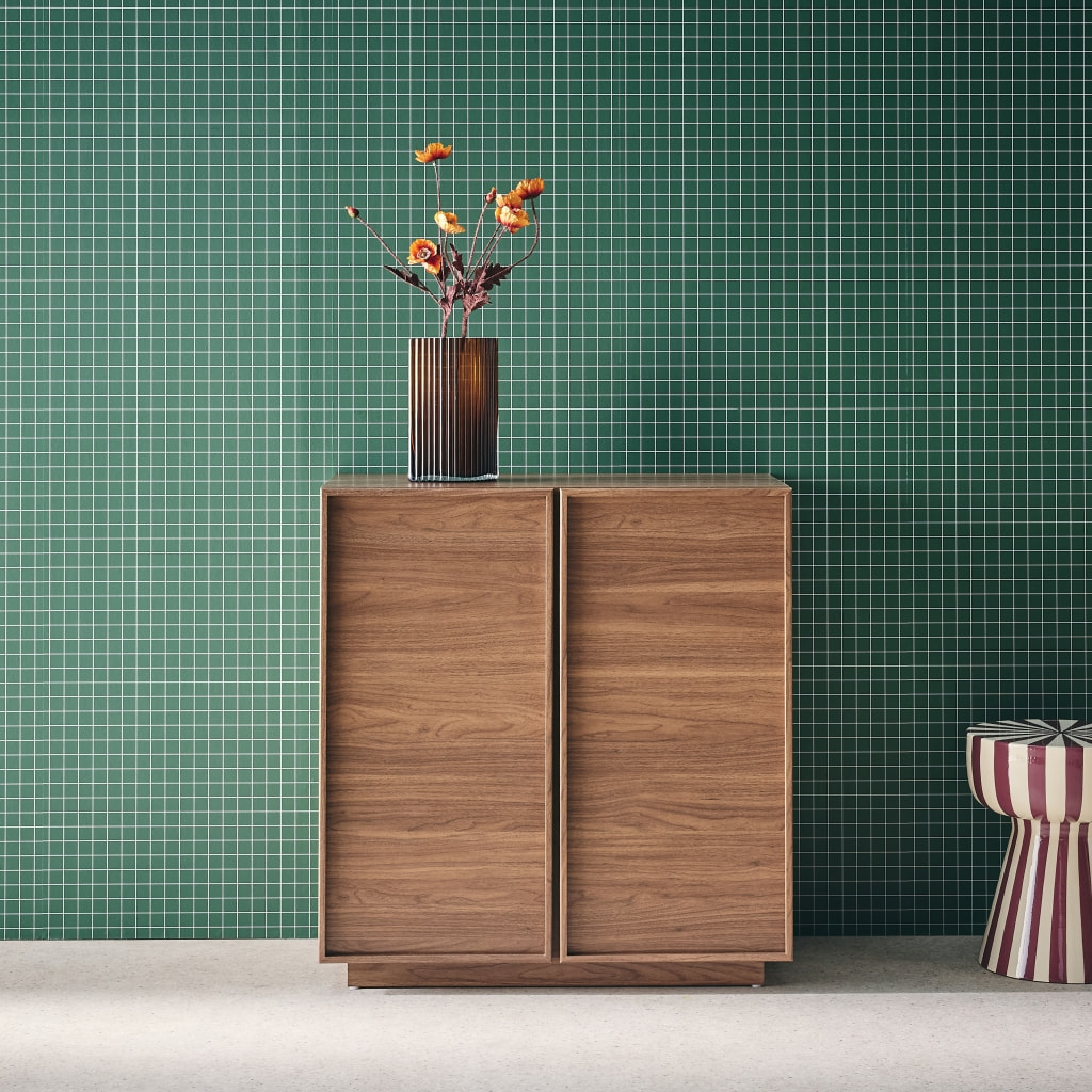 Buffet effet bois noyer 2 portes 80 cm 4 compartiments - L 80 x P 43 x H 85cm - Kuba