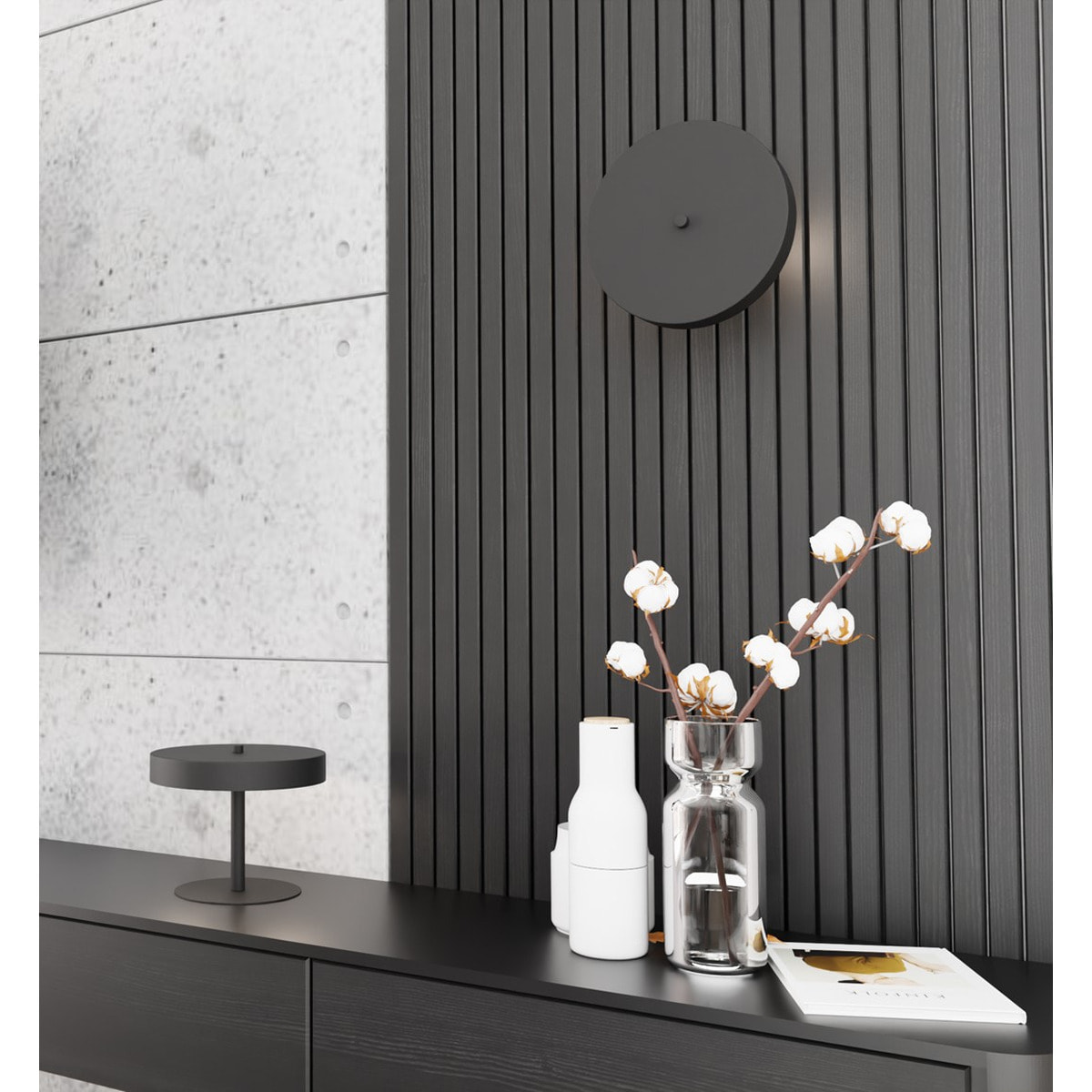 Lampada da parete Nemo in acciaio nero opaco