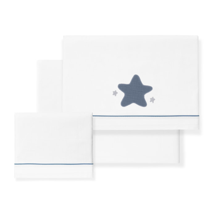 Triptico Minicuna Muselina Estrella Bco/Azul