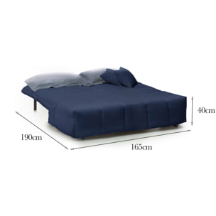 Divano Letto Allegra, Divano a 3 posti, 100% Made in Italy, Sofà Soggiorno con apertura a carrello, in tessuto imbottito, con cuscini inclusi, Cm 165x90h85, Blu