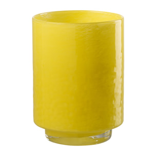 J-Line Vase Cylindre Relief - verre - jaune - small