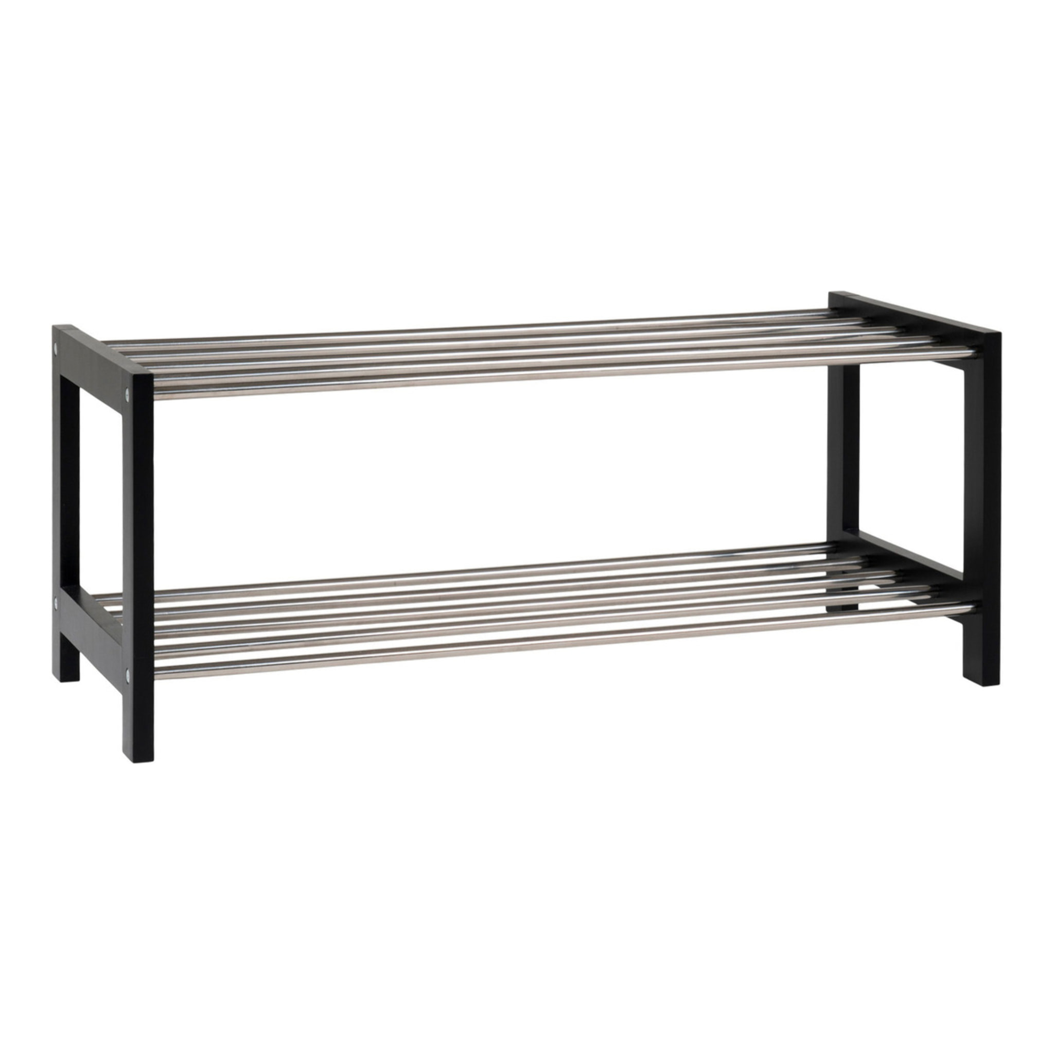 Scarpiera Padova a 2 ripiani in legno e acciaio nero 78x34 cm