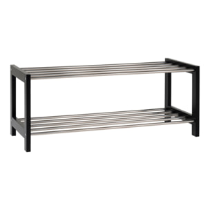 Scarpiera Padova a 2 ripiani in legno e acciaio nero 78x34 cm