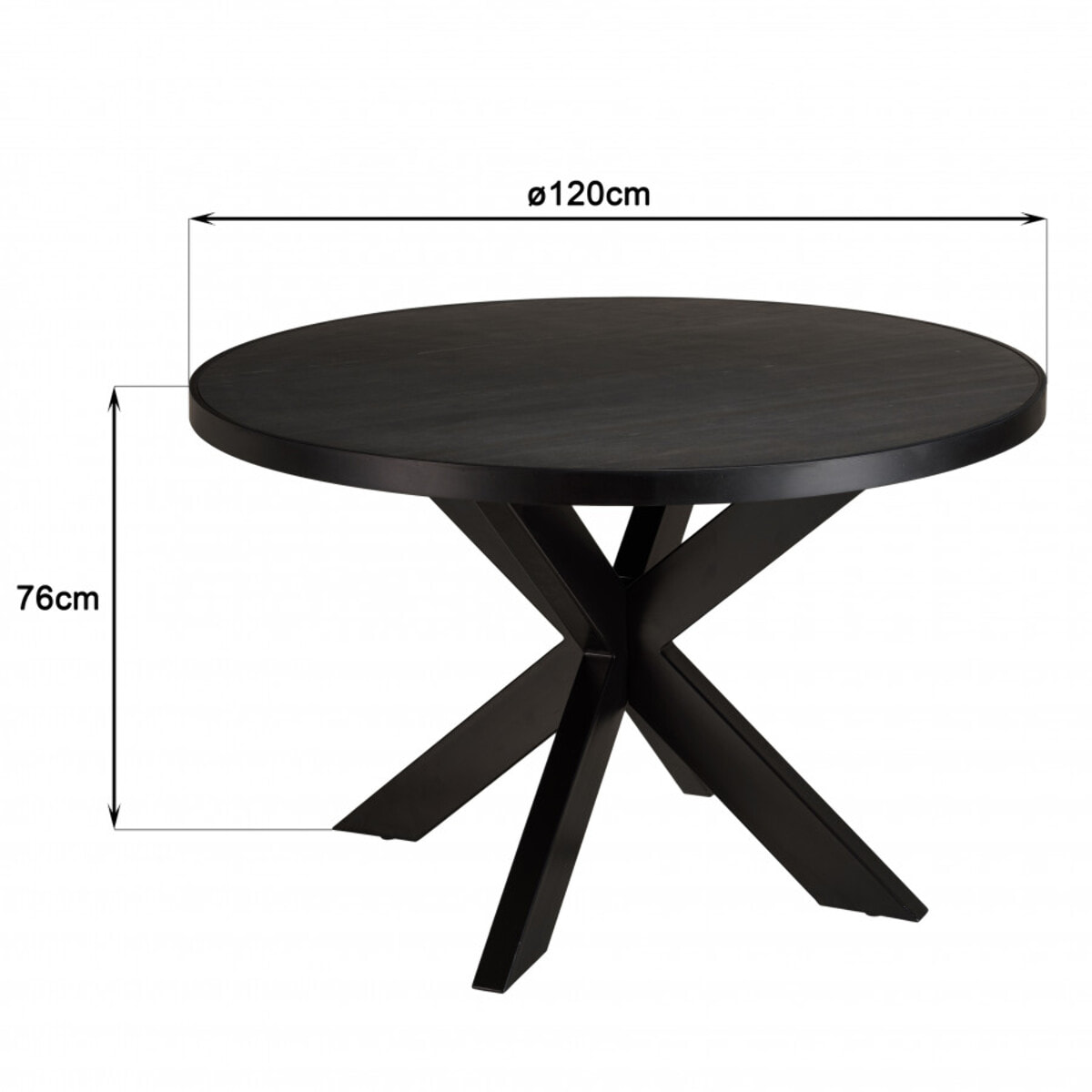 BASILE - Table à manger 120x120cm plateau noir effet pierre