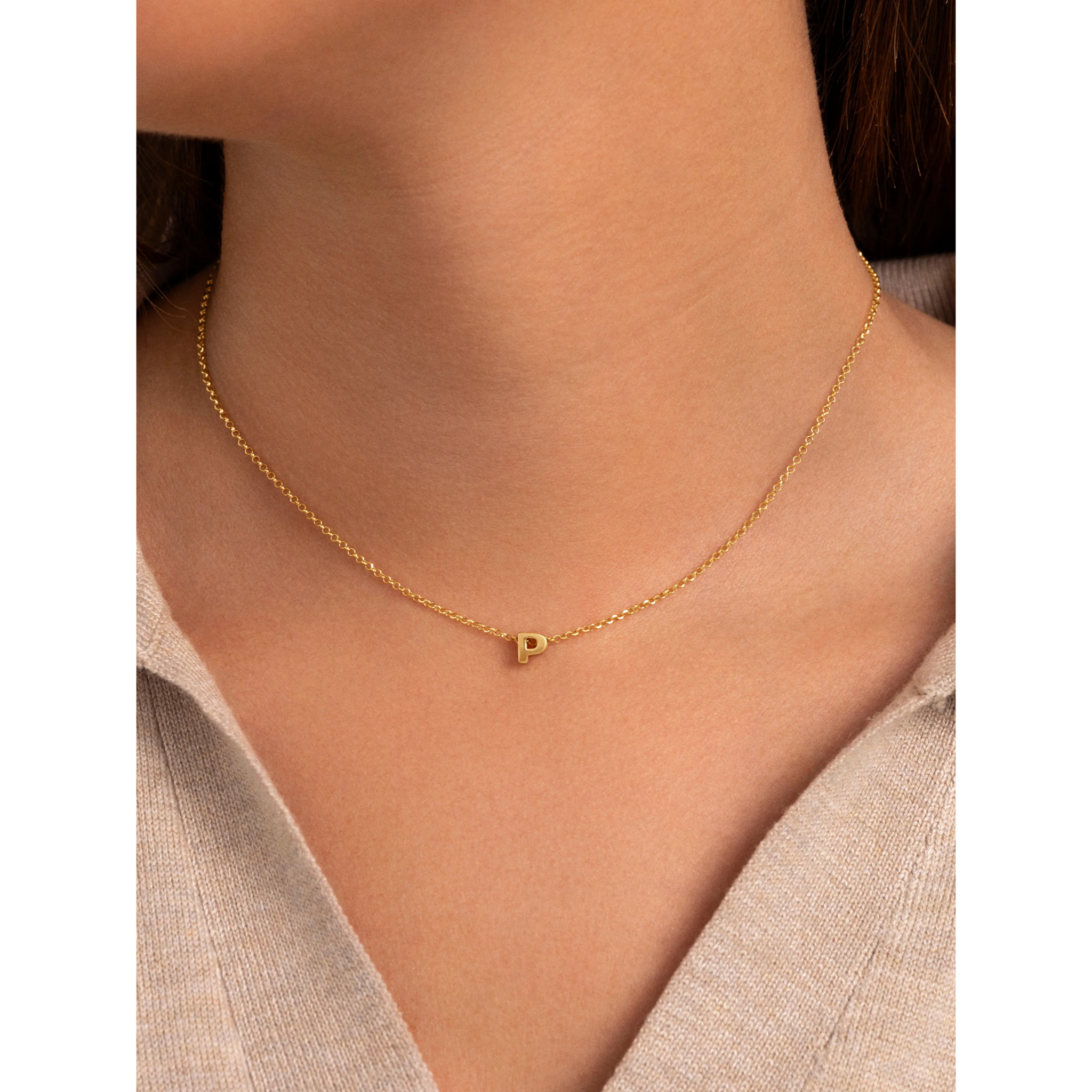 Collana Personalized Single Letter Argento Placcato Oro