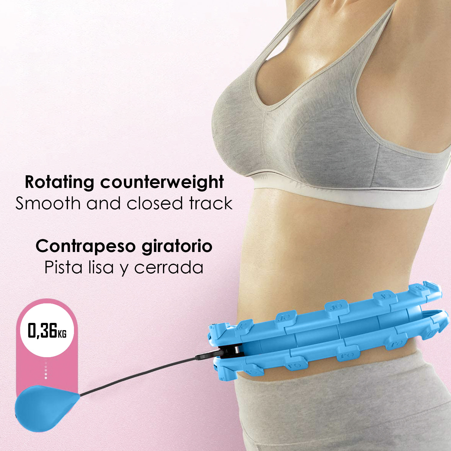 Aro Hula Hoop sportivo per Fitness, aro regolabile, non cade, contrappeso rotante. Attrezzatura da ginnastica e fitness per la casa.