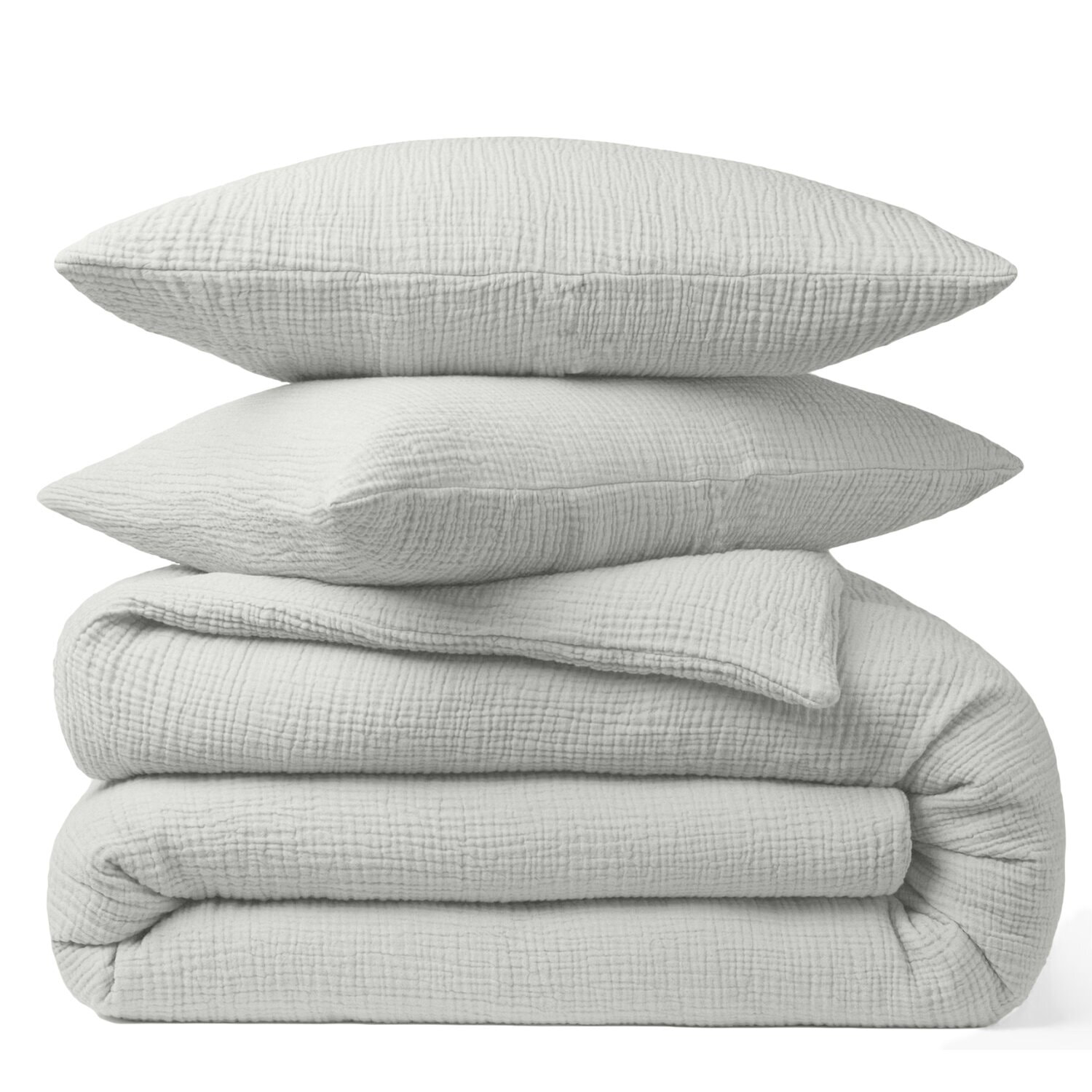 Paire de taies d'oreiller gaze de coton gris glacier
