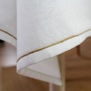 Nappe unie avec feston en jute - Blanc