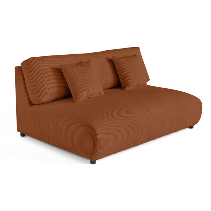 Garance - module d'assise 3 places sans accoudoirs - en velours côtelé - Terracotta