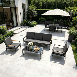 Salon de jardin 5 places en aluminium gris foncé DERWENT