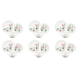 Service 18 assiettes Excelsa Le Fil De Noel, porcelaine, multicolore