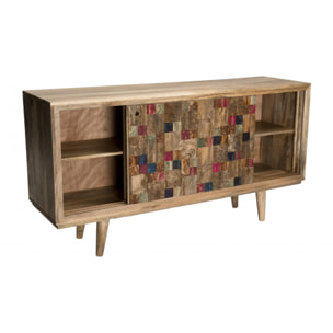 IRENE - Buffet bois Manguier 160x45cm 2 portes coulissantes 1 étagère Jodhpur