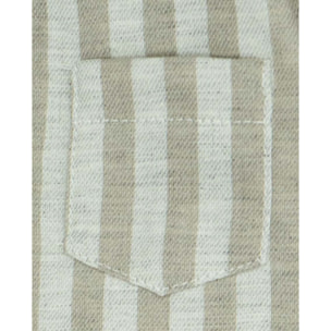 Camisa cuello mao rayas gris