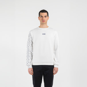 Maglia french terry in cotone organico con stampa sulla manica narrow fit