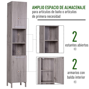 Armario Alto Baño con Estantes de Madera MDF 30x32x172,5cm