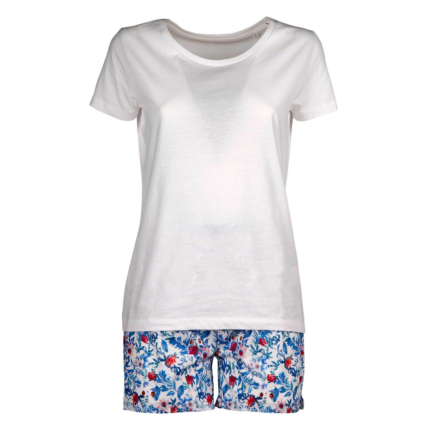 Pigiama leggero DONNA cotone fiori blu e rossi