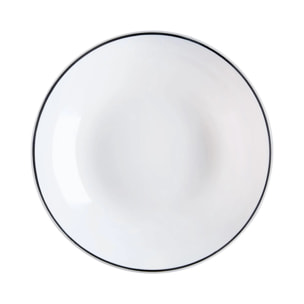 6 assiettes creuses blanches filet noir en opale 20 cm Diwali - Luminarc