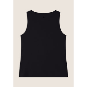 Canotta con fondo svasato e grafica con borchie